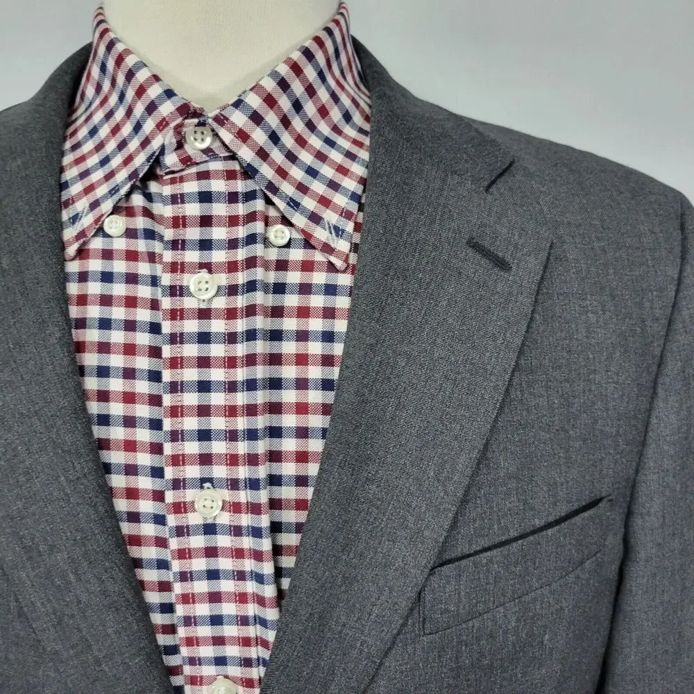 Joseph Feiss Trio Mens Sport Coat Blazer Two Button Charcoal Gray Twill Wool 42L